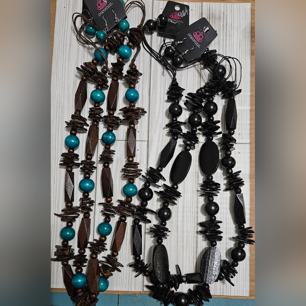 10pc Paparazzi Wood Beaded Necklaces-assorted colors